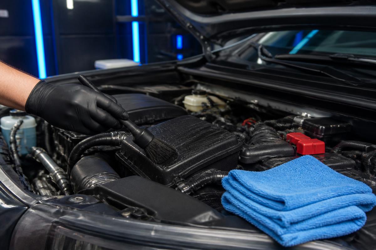 Lavagem de motor realizado pela Speedy Estética Automotiva